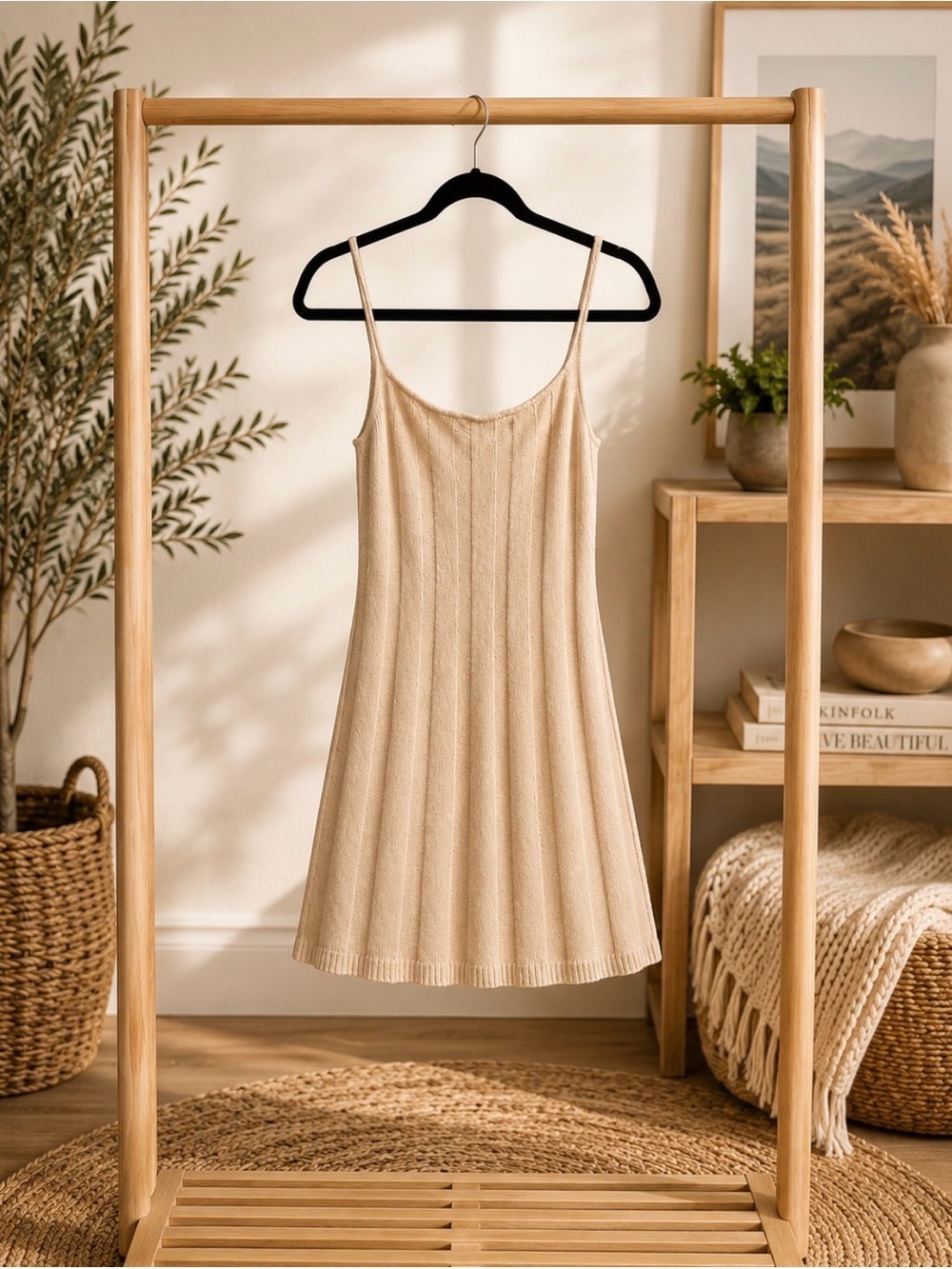 Free People Beige Knit Dress - Sz L -NWT